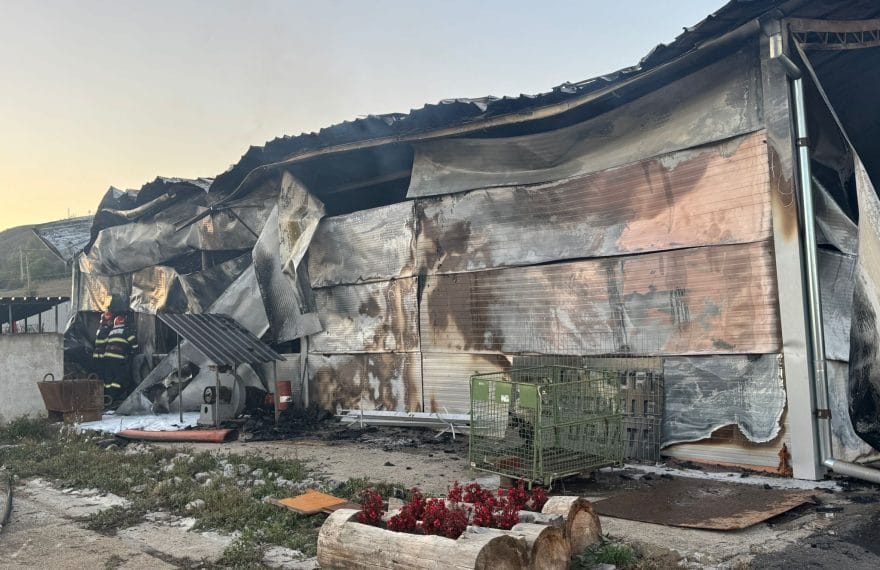 Incendiu puternic în Ardeal: Depozit de materiale de construcții din Cristuru Secuiesc, cuprins de flăcări - FOTO