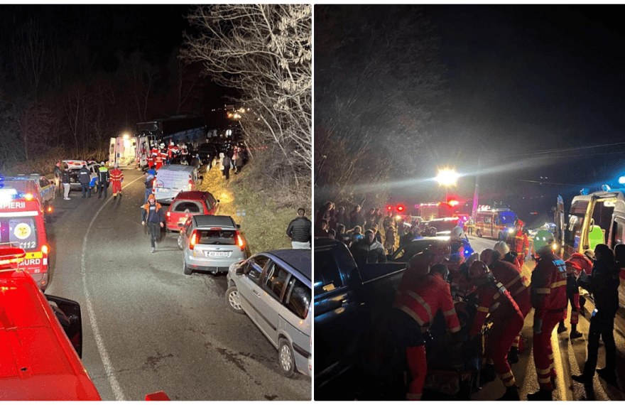 Accident grav în Alba, între o maşină şi un autobuz. Au fost șapte persoane rănite - FOTO