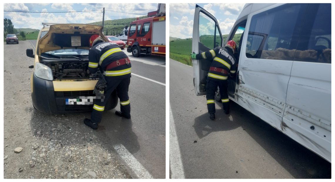 Accident rutier între un autoturism și un microbuz școlar la ieșirea din Blaj: Un copil a fost rănit - FOTO