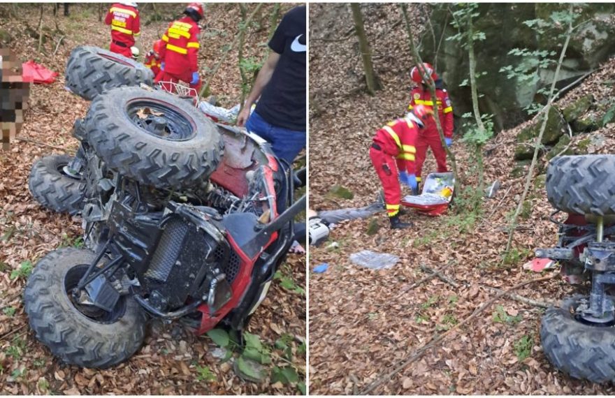 Accident pe un drum județean din Bistrița-Năsăud! Avem o generație tânără iresponsabilă: Doi tineri s-au răsturnat cu un ATV