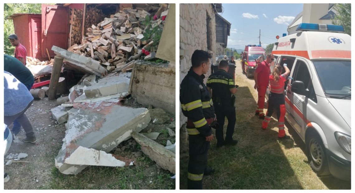 Tragedie în Hunedoara, într-o gospodărie din Ghelari: Un zid s-a prăbușit peste doi soți - VIDEO