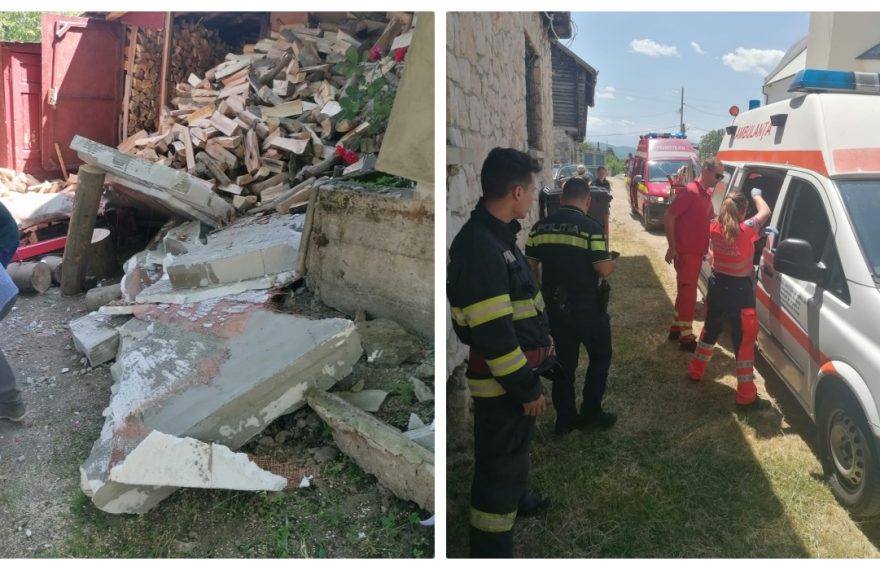 Tragedie în Hunedoara, într-o gospodărie din Ghelari: Un zid s-a prăbușit peste doi soți - VIDEO