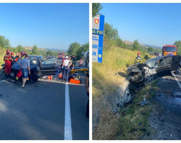 Hunedoara - Accident grav pe DN66, în localitatea Băiești: Trei persoane rănite, intervenție cu elicopter SMURD
