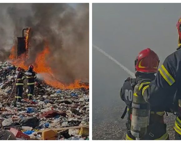 Hunedoara - Incendiul de la Deponeul Central din Bârcea Mare este sub control. Intervențiile continuă în condiții dificile
