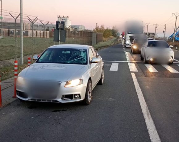Accident în Sibiu. L-a lovit pe trecerea de pietoni în timp ce făcea o depășire - FOTO
