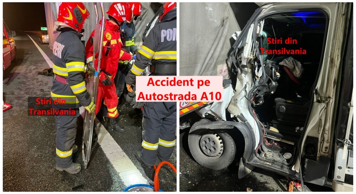 Accident pe autostrada A10, în zona Unirea: Un tânăr de 26 de ani a fost rănit după ce două autoutilitare s-au ciocnit - FOTO