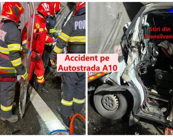 Accident pe autostrada A10, în zona Unirea: Un tânăr de 26 de ani a fost rănit după ce două autoutilitare s-au ciocnit - FOTO