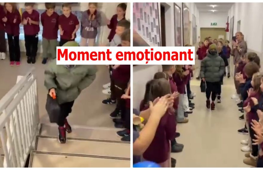 Moment emoționant la Liceul Maranatha din Cluj-Napoca: Elev diagnosticat cu cancer, întâmpinat cu aplauze de colegi - VIDEO