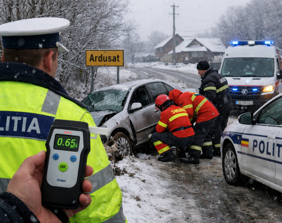 Accident în Ardusat, Maramureș. Șoferul era cherchelit