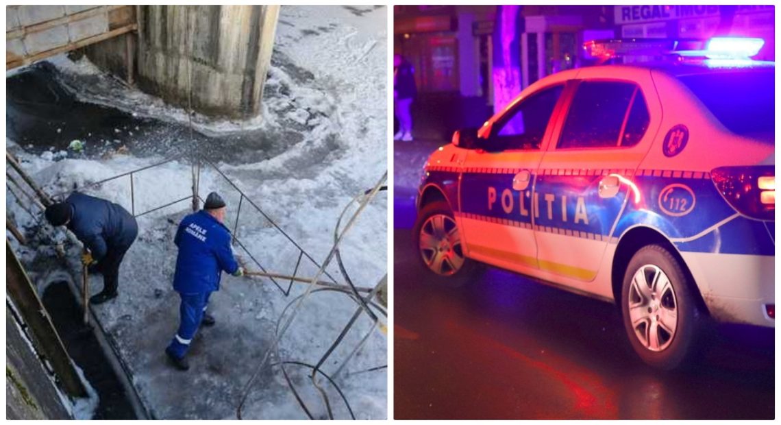 Un bărbat a panicat tot orașul, după ce umbla pe gheață, în mijlocul râului, lângă Podul Traian