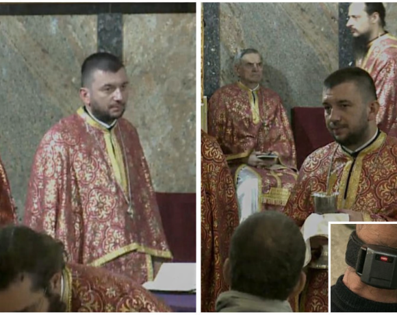 FOTO | Preot cu brățară electronică, prezent la slujbă la Mănăstirea Nicula. Mitropolia: „A fost canonisit la mănăstire”