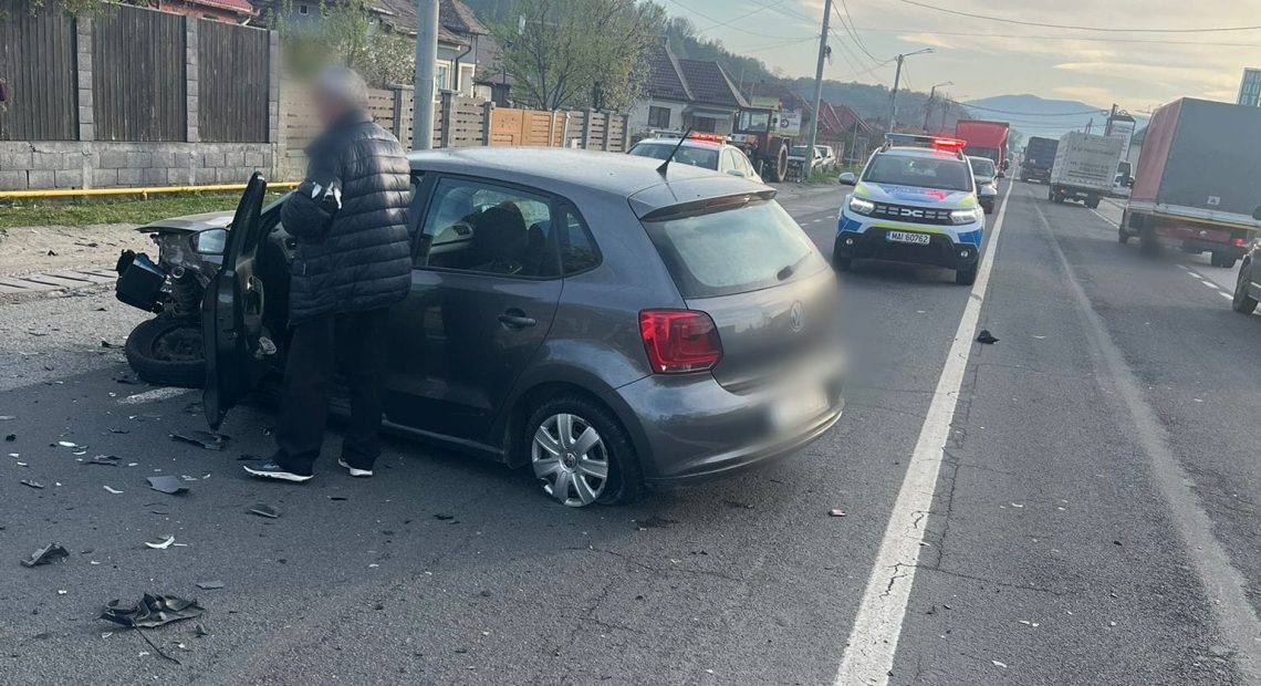 Accident grav la Gherla! S-a întors în mijlocul drumului - FOTO